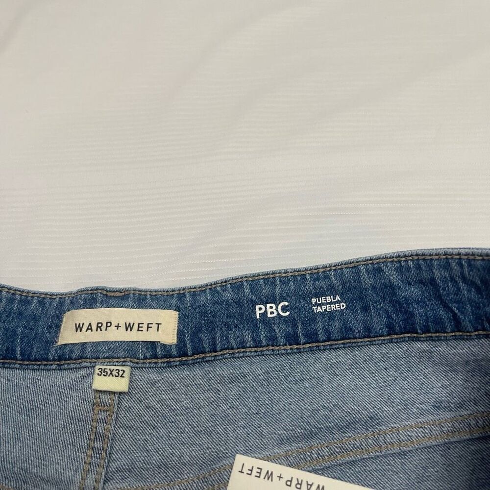NWT Warp + Weft Clare Puebla Tapered Denim Jeans Size 35 X 32 New - Picture 7 of 10